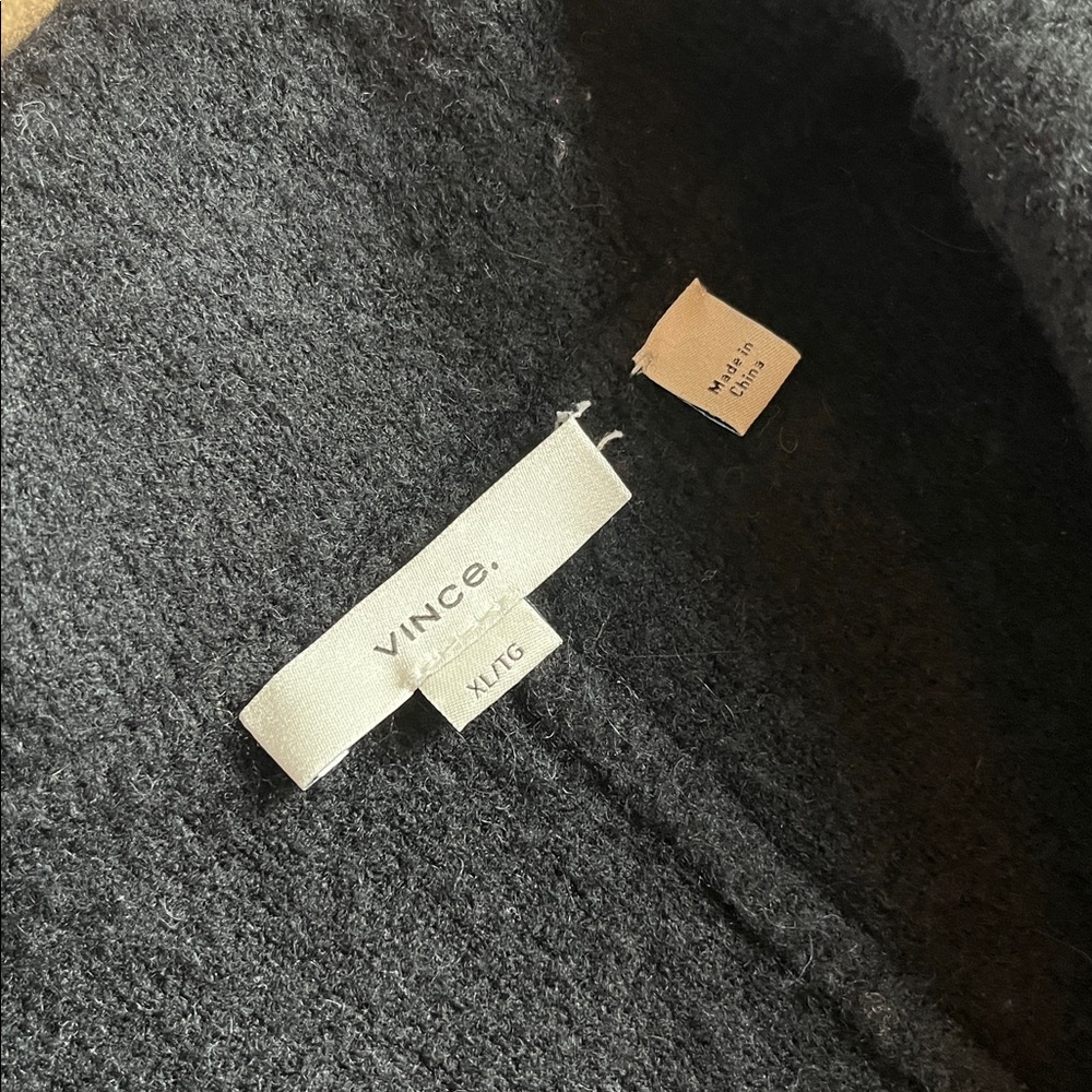 Vince Black Long Wool Blend Coat Minimalist Button Front Luxury Outerwear - Picture 9 of 14